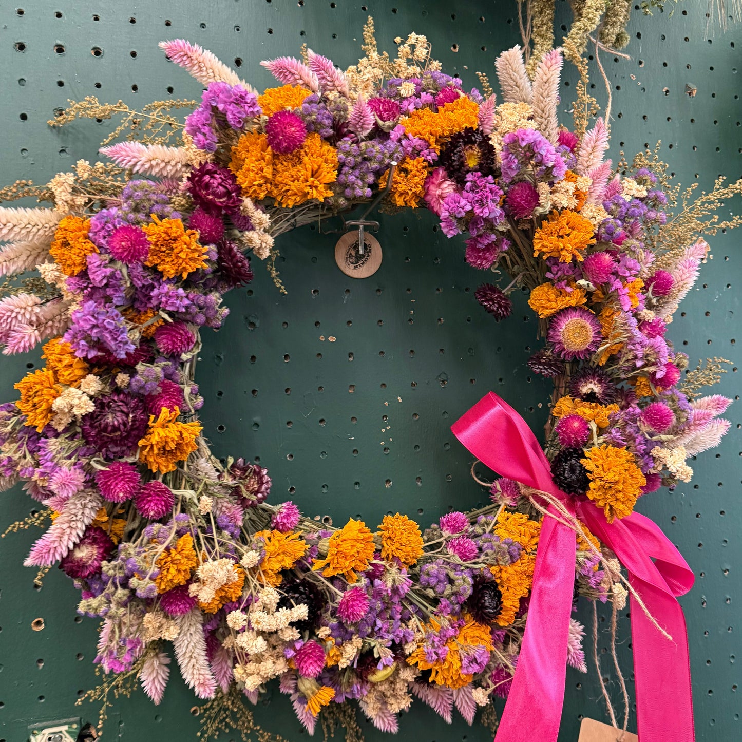 Bright Dried Wreath - Purple/Orange/Pink