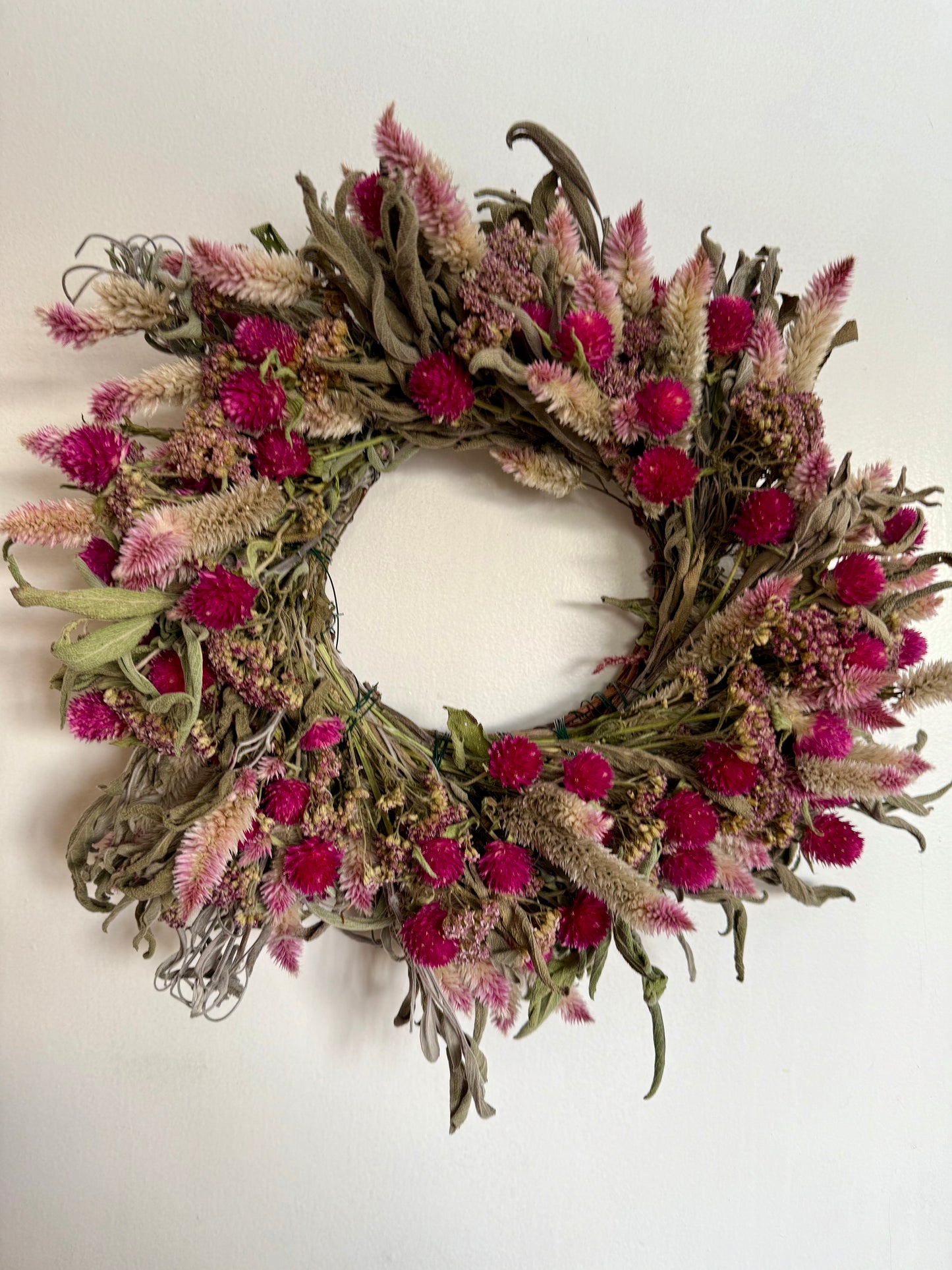 Raspberry Sage Dried Floral Wreath